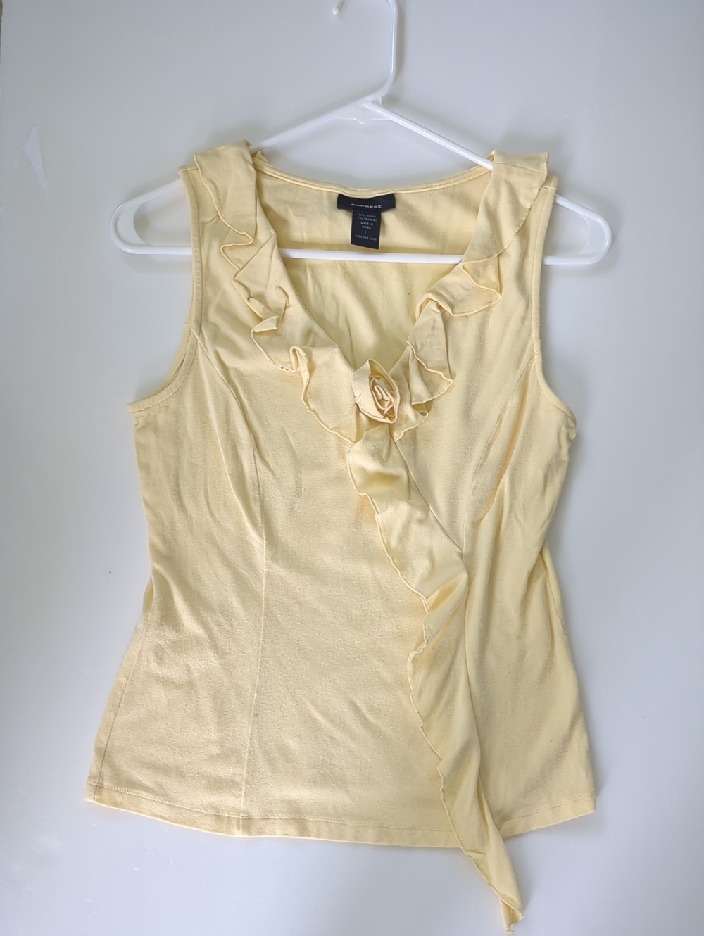 Express Pale Yellow Ruffle-Front Sleeveless Camisole